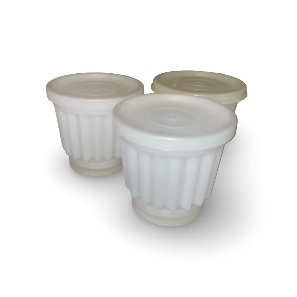 Tupperware Jel-ette Mini Molds Set 3 White 297 Individual Jello Desert Cups VTG - Picture 3 of 9